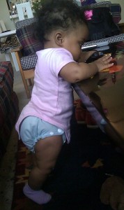 My six-month-old pulls herself up for the first time